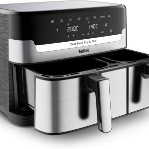 TEFAL Dual Easy Fry & Grill Air Fryer - 2700W, Black, Model EY905D40