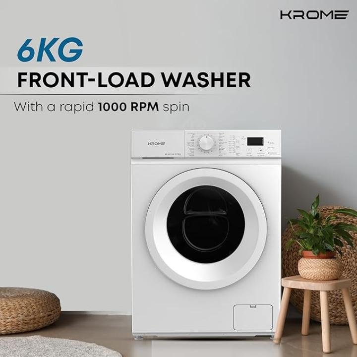 Krom Front Load Washing Machine 6KG - White - KR-WFL60SI | High Performance & Modern Design