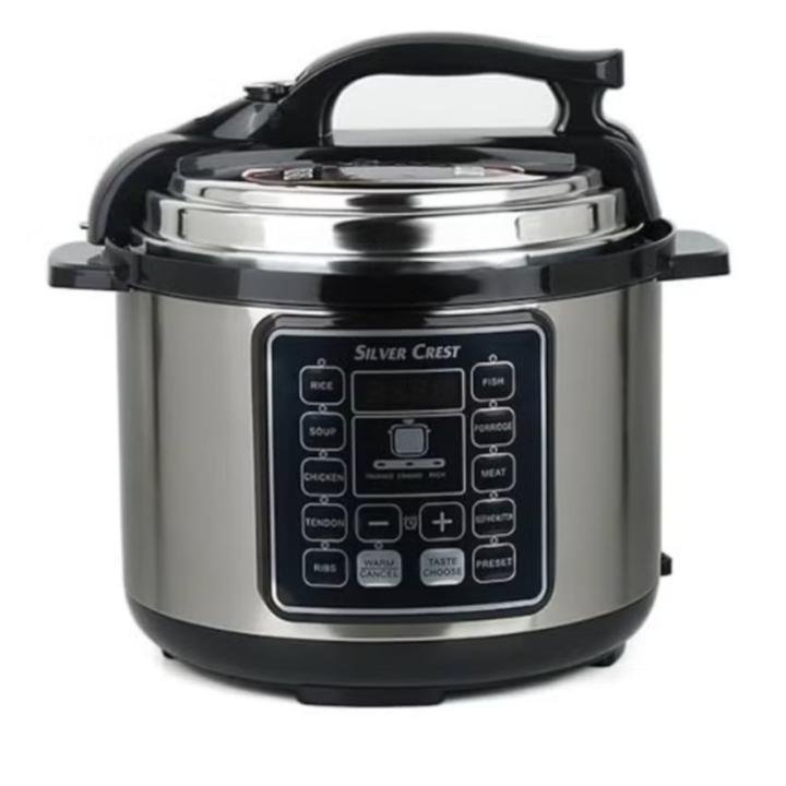SILVER CREST 10 In 1 Electric Pressure Cooker Instant Programmable Smart Pot 1050 Watts Rice Cooker, 6 Liters, 10 Smart Programs Black MES6817