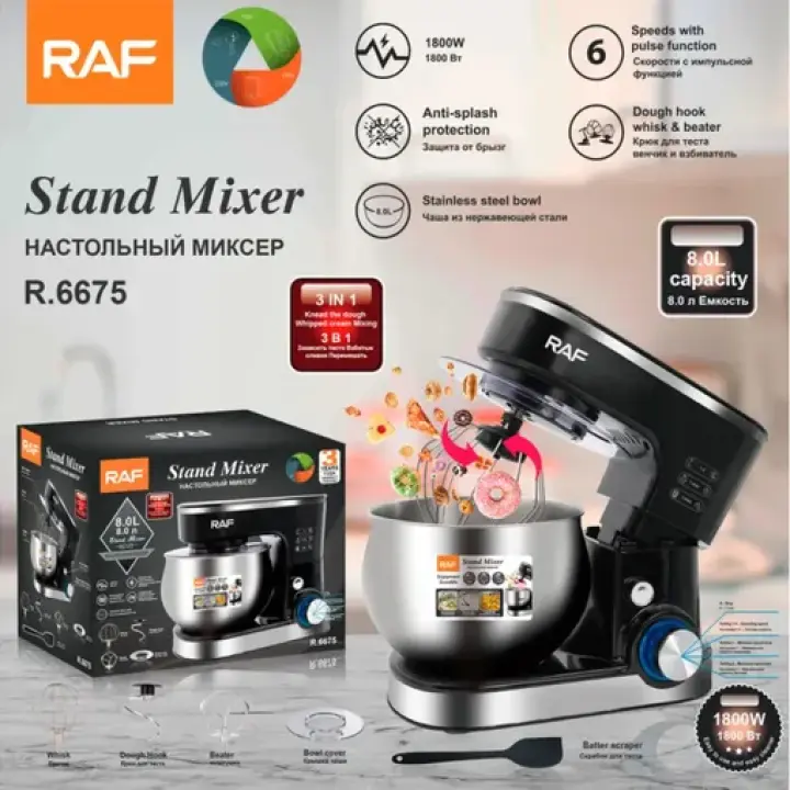 Yoolon Food Processor Electric Multifunctional Stand Mixer 800W 5.00L Bowl Stainless Steel Bowl Dough Hook Blender