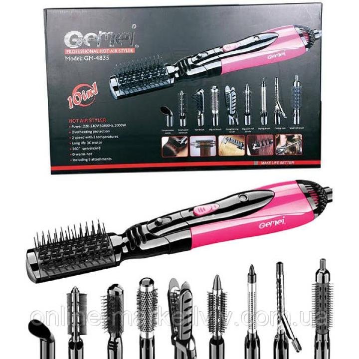 GEEMY GM-4835 Professional 10-in-1 Hair Dryer – 2200W High-Speed Salon Styler with 3 Speed Settings, Diffuser & Concentrator Nozzles (110V/220V)
