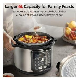 SILVER CREST 10 In 1 Electric Pressure Cooker Instant Programmable Smart Pot 1050 Watts Rice Cooker, 6 Liters, 10 Smart Programs Black MES6817