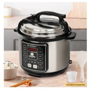 SILVER CREST 10 In 1 Electric Pressure Cooker Instant Programmable Smart Pot 1050 Watts Rice Cooker, 6 Liters, 10 Smart Programs Black MES6817