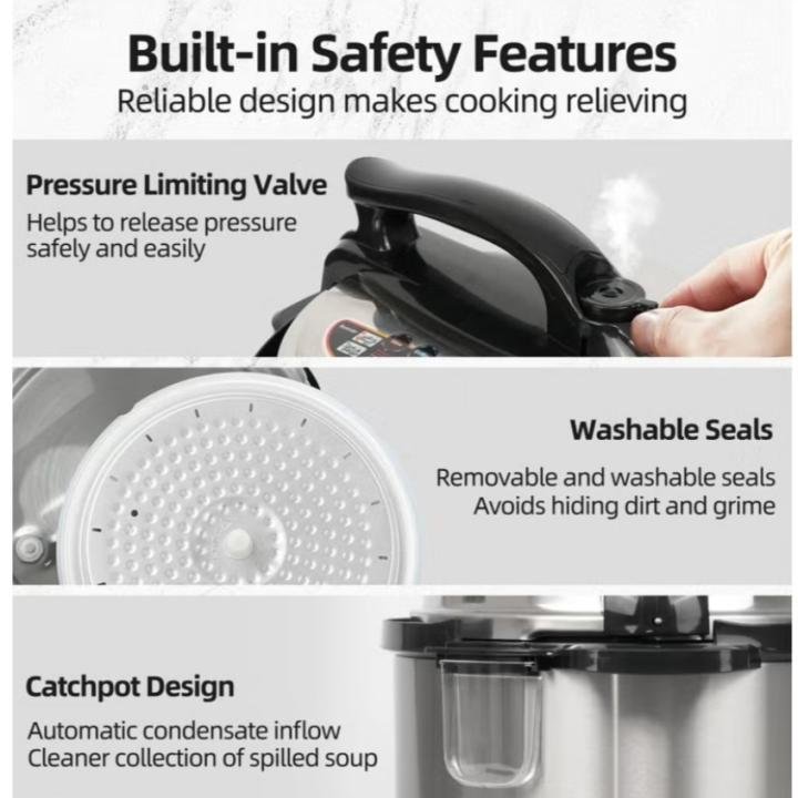 SILVER CREST 10 In 1 Electric Pressure Cooker Instant Programmable Smart Pot 1050 Watts Rice Cooker, 6 Liters, 10 Smart Programs Black MES6817